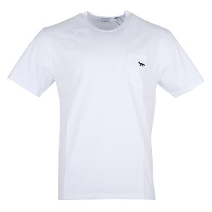 메종키츠네 남성 네이비 폭스 패치 면 티셔츠 HM00136KJ0008 P100 (WHITE)